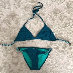 Miskini XS Size 4 teal bikini top and bottom set